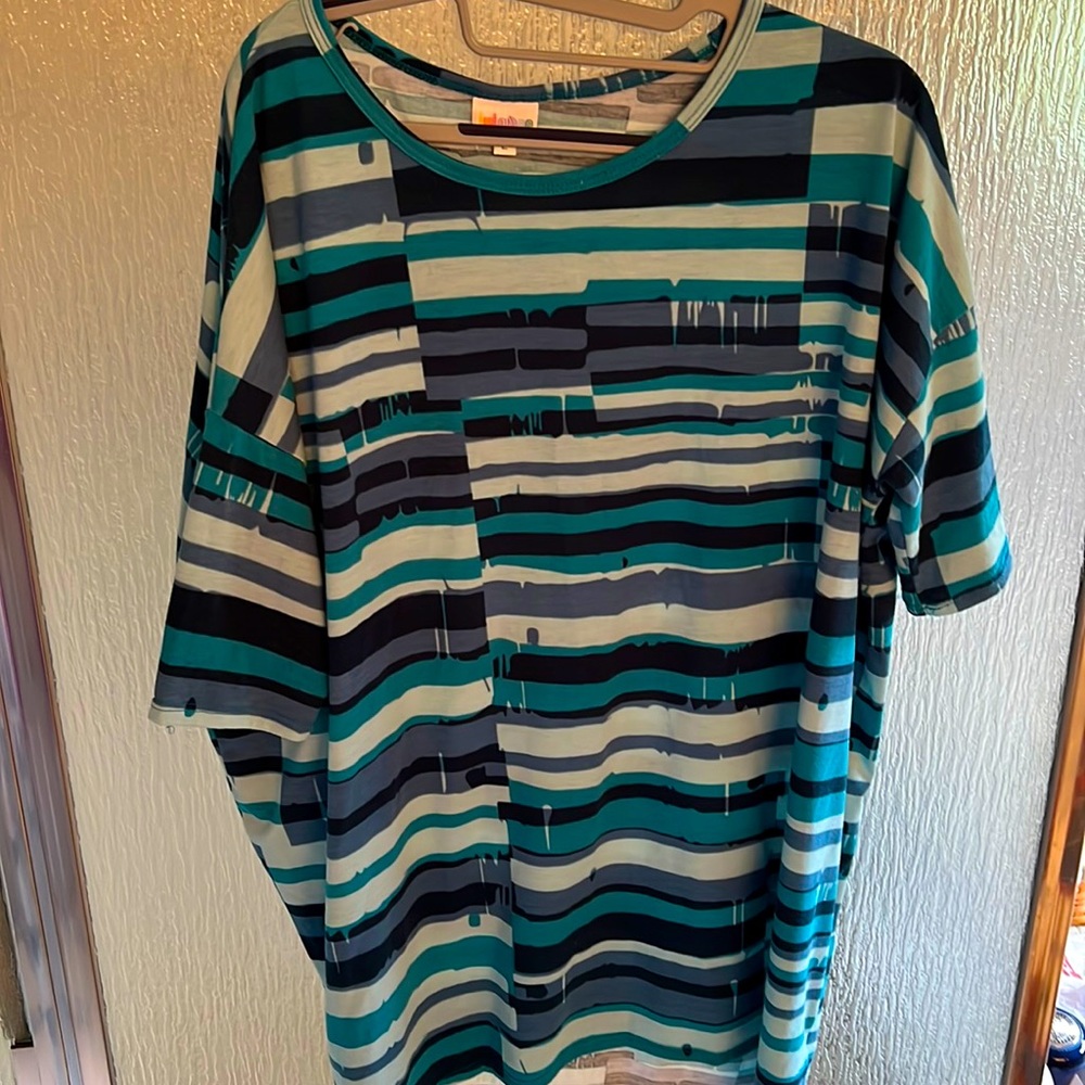 LuLaRoe Blue Striped Irma Tee